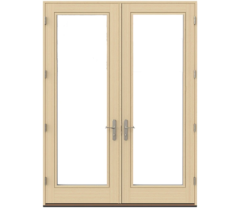 New London Pella Lifestyle Series Wood Double Hinged Patio Doors